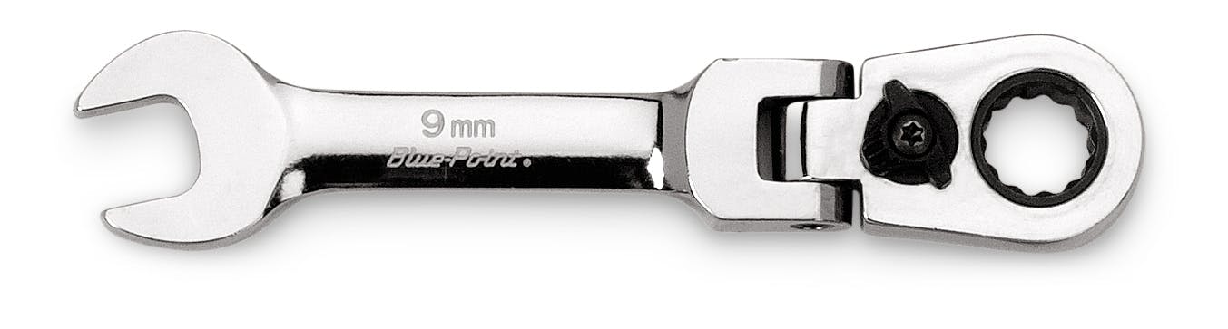 9 mm 12-Point Metric Midget 15° Offset Box Flex-Head Ratcheting Combination Wrench (Blue-Point®) | BOERMSF9 9 mm 12-Point Metric Midget 15° Offset Box Flex-Head Ratcheting Combination Wrench (Blue-Point®) | BOERMSF9